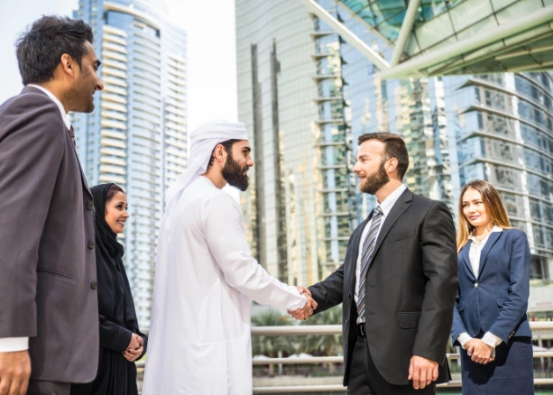 Business investor handshake